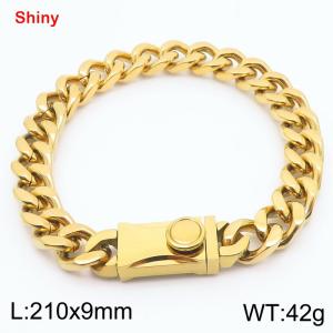 Fashionable stainless steel 210 × 9mm double-sided grinding chain creative small circle splicing rectangular combination buckle charm gold bracelet - KB184233-Z
