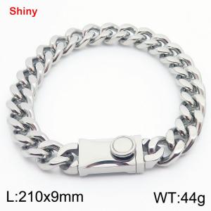 Fashionable stainless steel 210 × 9mm double-sided grinding chain creative small circle splicing rectangular combination buckle charm silver bracelet - KB184234-Z