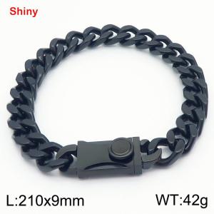 Fashionable stainless steel 210 × 9mm double-sided grinding chain creative small circle splicing rectangular combination buckle charm black bracelet - KB184235-Z