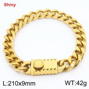 Fashionable stainless steel 210 × 9mm double-sided grinding chain creative small circle splicing rectangular combination buckle charm gold bracelet - KB184236-Z
