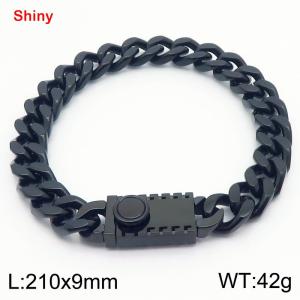 Fashionable stainless steel 210 × 9mm double-sided grinding chain creative small circle splicing rectangular combination buckle charm black bracelet - KB184238-Z