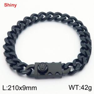 Fashionable stainless steel 210 × 9mm double-sided grinding chain creative small crown splicing rectangular combination buckle charm black bracelet - KB184241-Z