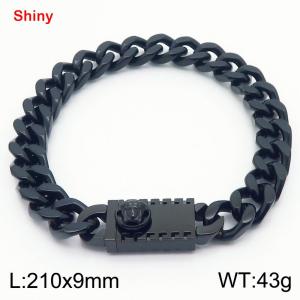 Fashionable stainless steel 210 × 9mm double-sided grinding chain creative small head splicing rectangular combination buckle charm black bracelet - KB184244-Z