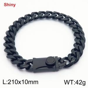 10 * 210mm stainless steel polished Cuban chain square buckle bracelet - KB184265-Z