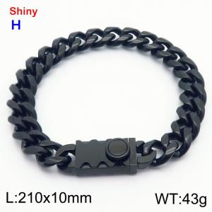 10*210mm European and American style black round ground Cuban chain stainless steel men's bracelet - KB184280-Z