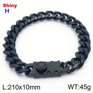 10*210mm European and American style black palm buckle round ground Cuban chain stainless steel men's bracelet - KB184286-Z
