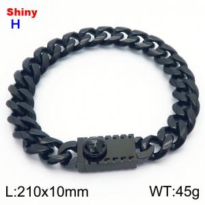 10*210mm European and American style black portrait buckle round ground Cuban chain stainless steel men's bracelet - KB184289-Z
