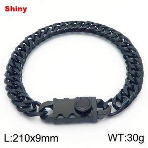 9mm Shiny Link Chain Bracelet With Unique Clasp Men Women Stainless Steel 304 Jewelry Black Color - KB184292-Z