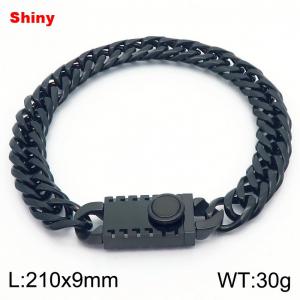 9mm Shiny Link Chain Bracelet With Unique Clasp Men Women Stainless Steel 304 Jewelry Black Color - KB184295-Z