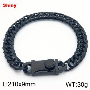 9mm Shiny Link Chain Bracelet With Unique Clasp Men Women Stainless Steel 304 Jewelry Black Color - KB184298-Z