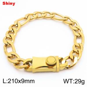Simple polished plain chain stainless steel square buckle 3:1 Figaro bracelet - KB184323-Z