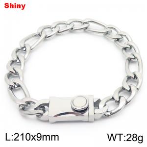 Simple polished plain chain stainless steel square buckle 3:1 Figaro bracelet - KB184324-Z