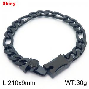 Simple polished plain chain stainless steel square buckle 3:1 Figaro bracelet - KB184325-Z