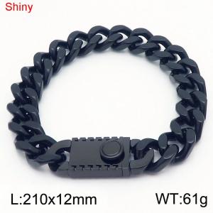 Fashionable stainless steel 210 × 12mm double-sided grinding chain creative small circle splicing rectangular combination buckle charm black bracelet - KB184516-Z