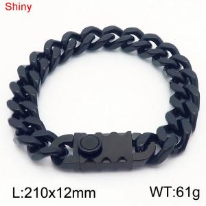 Fashionable stainless steel 210 × 12mm double-sided grinding chain creative small circle splicing rectangular combination buckle charm black bracelet - KB184519-Z