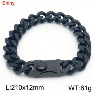 Fashionable stainless steel 210 × 12mm double-sided grinding chain creative small circle splicing rectangular combination buckle charm black bracelet - KB184522-Z