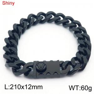 Fashionable stainless steel 210 × 12mm double-sided grinding chain creative small crown splicing rectangular combination buckle charm black bracelet - KB184525-Z