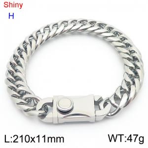 Fashionable stainless steel 210 × 11mm Cuban chain creative small circle splicing rectangular combination buckle temperament silver bracelet - KB184530-Z