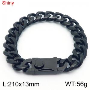 13*210mm European and American style black round ground Cuban chain stainless steel men's bracelet - KB184546-Z