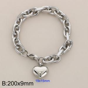 Stainless steel edged 0-shaped chain love pendant bracelet - KB184608-Z