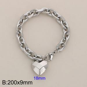 Stainless steel edged 0-shaped chain love pendant bracelet - KB184612-Z