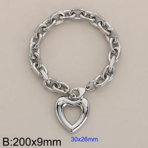 Stainless steel edged 0-shaped chain love pendant bracelet - KB184613-Z