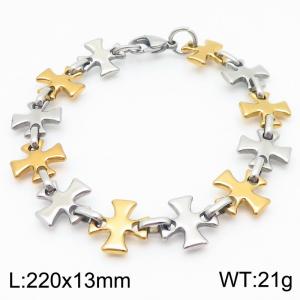 Wholesale 18k Gold and Silver Stainless Steel Cross Link Chain Bracelets Jewelry For Women Men - KB184616-JG