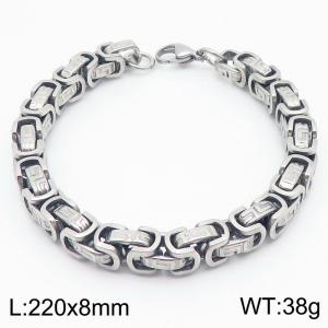 8mm Stainless Steel Link Rope Byzantine Chain Great Wall Line Bracelets Silver Color Jewelry - KB184625-JG
