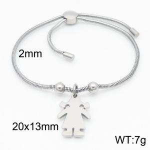 Silver Color Snake Bones Chain Beads Girl Pendant Stainless Steel  Bracelet For Women - KB184635-Z