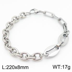 220x8mm Stainless Steel O Chain Men's Bracelets Link Titanium Steel Couple Friendship Bracelet - KB184687-TSC