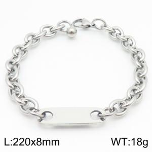 Hiphop Personality Titanium O Shape Chain Bracelet Stainless Steel Blank Pendant Couple Bracelets - KB184688-TSC