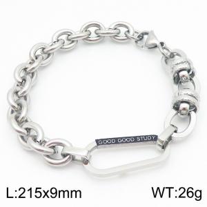 Personality Titanium O Shape Chain Bracelet Stainless Steel Hook Pendant Lock Bracelets Unisex - KB184689-TSC