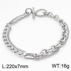 Trendy Double-layer Bracelet Men Titanium Steel Hip-hop Hand Bracelet OT Clasp Accessories - KB184693-TSC