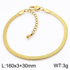 Women's Silver 3mm Herringbone Flat Snake Chain Stainless Steel Bracelet - KB184744-Z