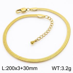 Women's Silver 3mm Herringbone Flat Snake Chain Stainless Steel Bracelet - KB184746-Z