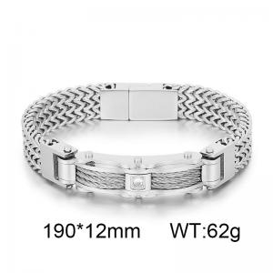 190mm Men Vintage Stainless Steel Herringbone Chain Bracelet - KB184755-KFC