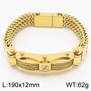 European and American fashion creative personality thick chain with diamond inlaid men's gold bracelet - KB184788-KFC