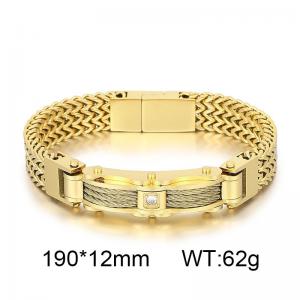 European and American fashion creative personality thick chain with diamond inlaid men's gold bracelet - KB184788-KFC