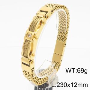European and American fashion creative personality thick chain with diamond inlaid men's gold bracelet - KB184789-KFC