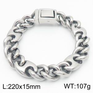 European and American trendy men's personality 15mm buckle titanium steel bracelet - KB184817-KJX
