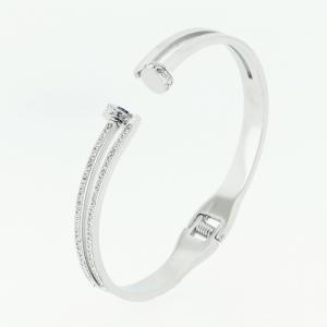 Stainless Steel Stone Bangle - KB184853-SP