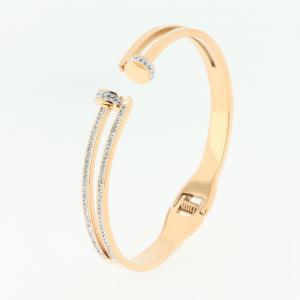 Stainless Steel Stone Bangle - KB184854-SP