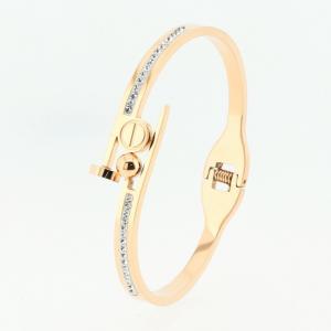 Stainless Steel Stone Bangle - KB184865-SP