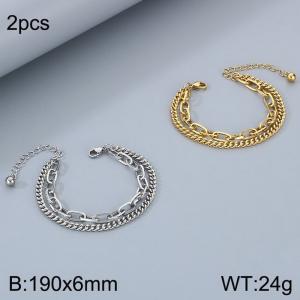 Stainless steel splicing double-layer chain bracelet - KB184896-Z