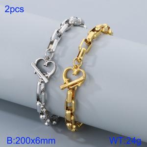 Stainless steel geometric chain splicing bracelet - KB185013-Z