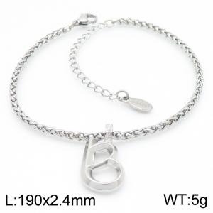 Steel colored stainless steel letter B bracelet - KB185160-Z