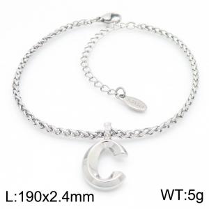Steel colored stainless steel letter C bracelet - KB185161-Z