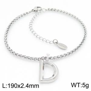 Steel colored stainless steel letter D bracelet - KB185162-Z