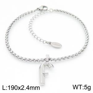Steel colored stainless steel letter f bracelet - KB185164-Z