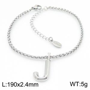 Steel colored stainless steel letter J bracelet - KB185168-Z